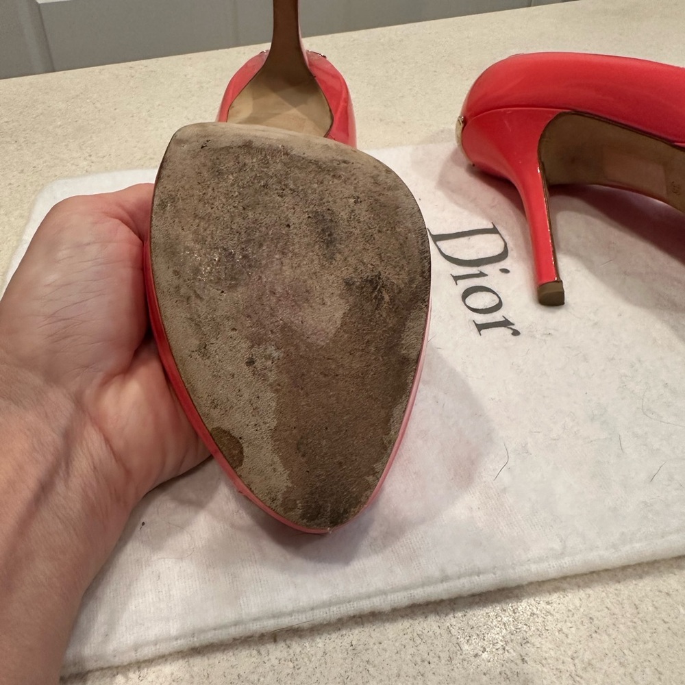 Dior Pink and Red Heels Peep Toe - Picture 7 of 12